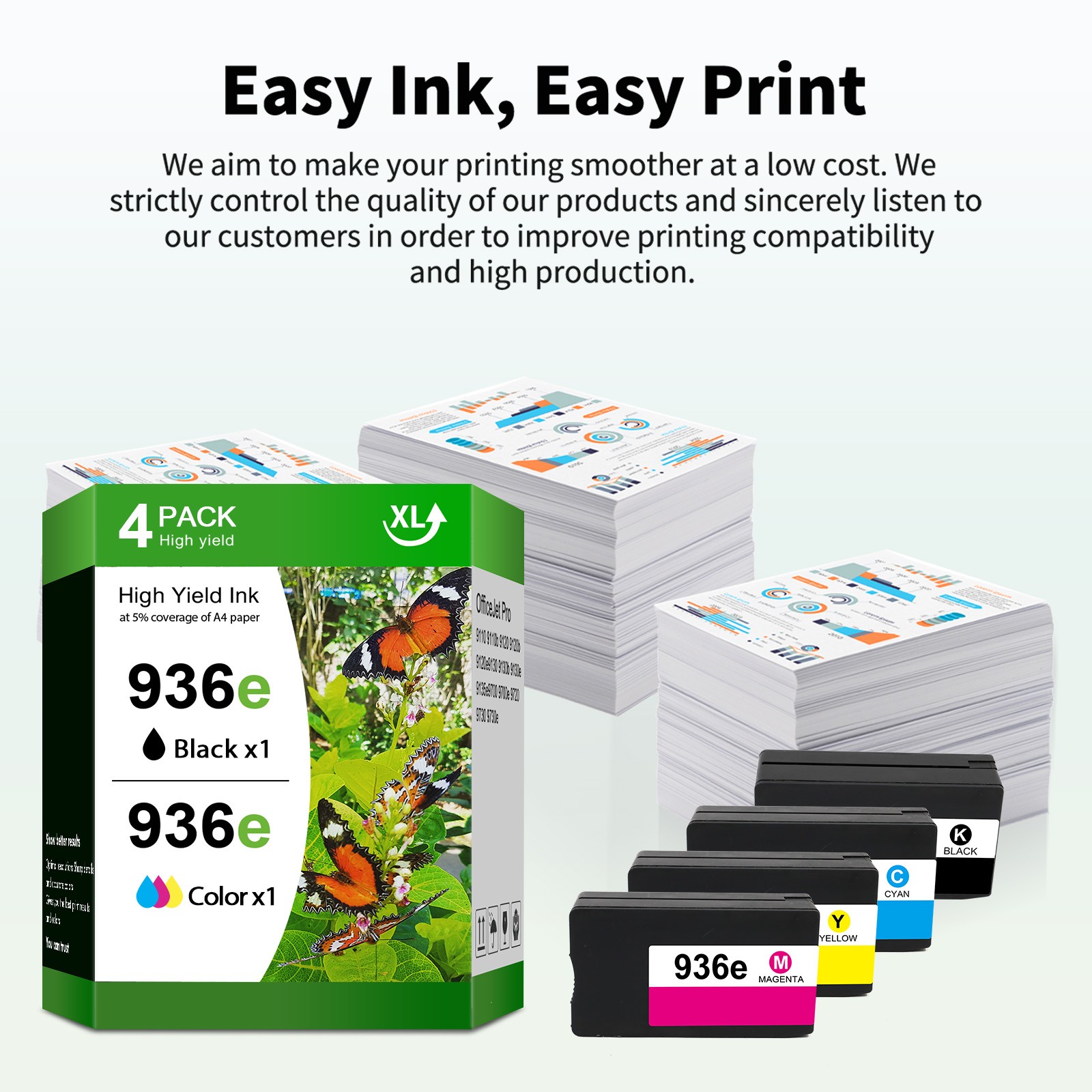 Compatible 936e Black Ink Cartridges for HP OfficeJet Pro 9110b 9135e 9125e 9130