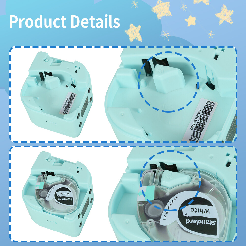 P12 Portable Label Maker Bluetooth Printer For Dymo Letratag 91201 91331 Tape