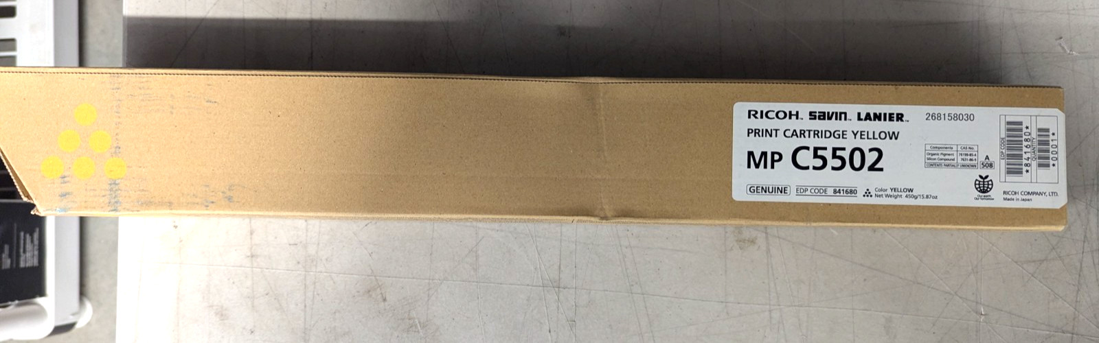 Genuine Ricoh MP C5502 Toner Print Cartridge OEM C4502 Yellow 841680