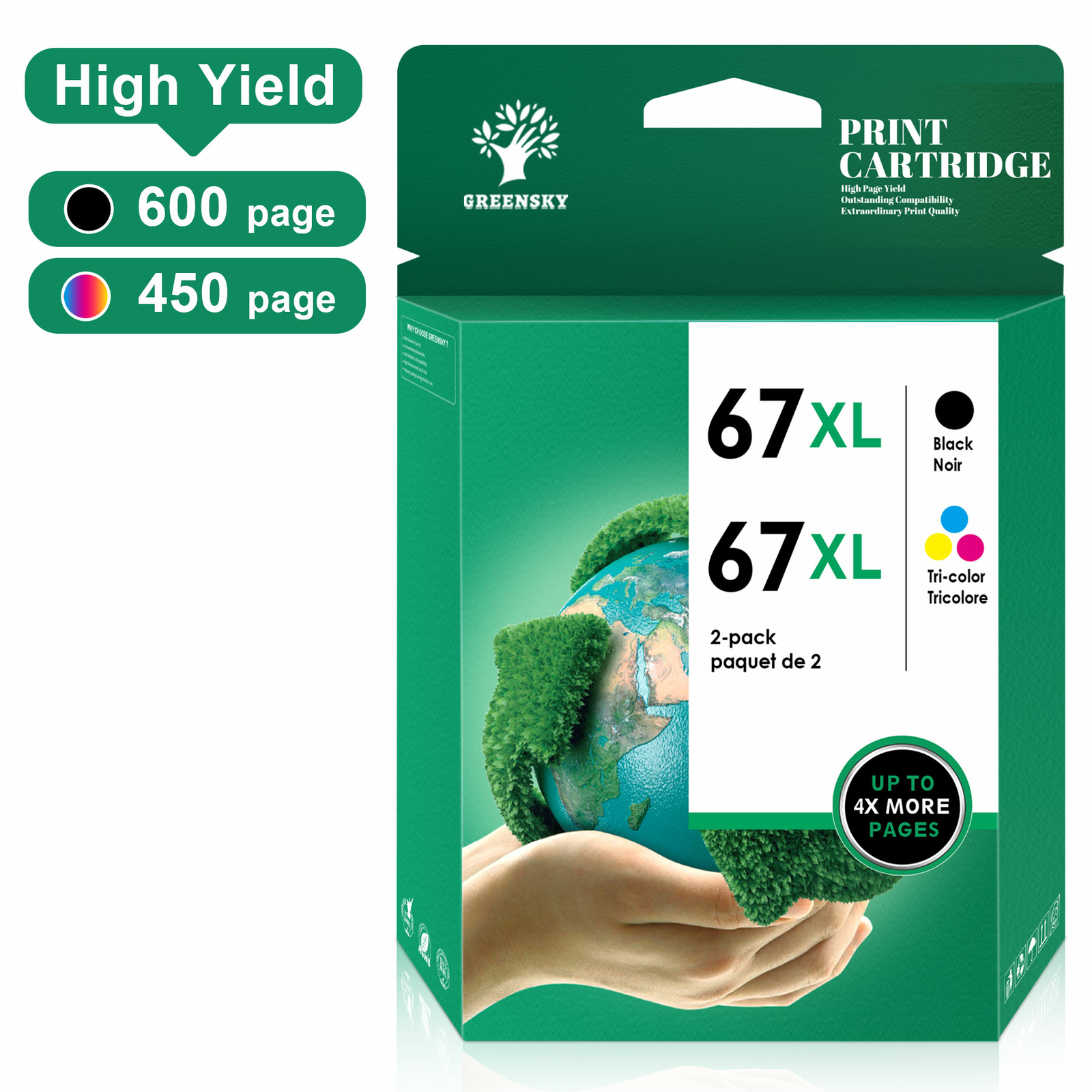 Replacement 67XL 67 XL High Yield Ink for HP Deskjet 2734e 2742e 2732 2752 2755