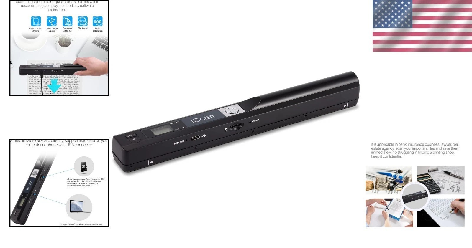 Handheld Image Scanner – 900DPI Resolution, USB Compatible with JPG/PDF Support