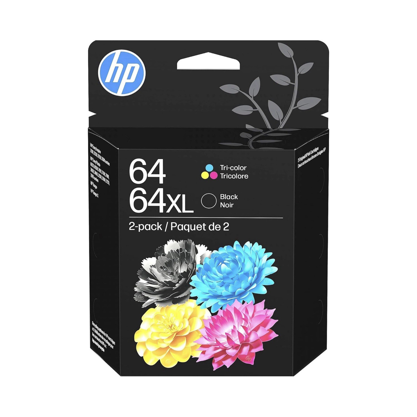 HP 64/64XL Inkjet Ink Cartridges 2-Pack Black & Tri-Color For HP Printers