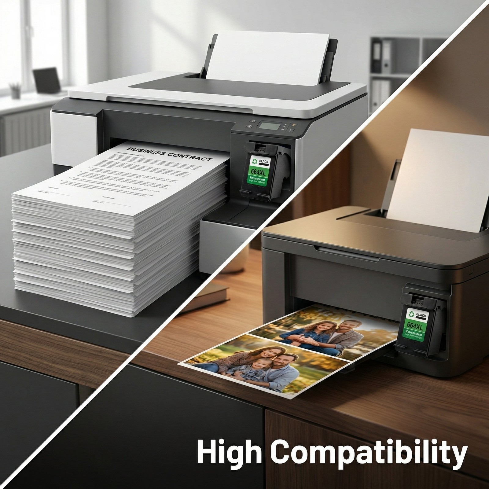 1PK Black Ink Cartridge for HP 664XL Deskjet 1115 2136 3635 3636 3836 4536 4676