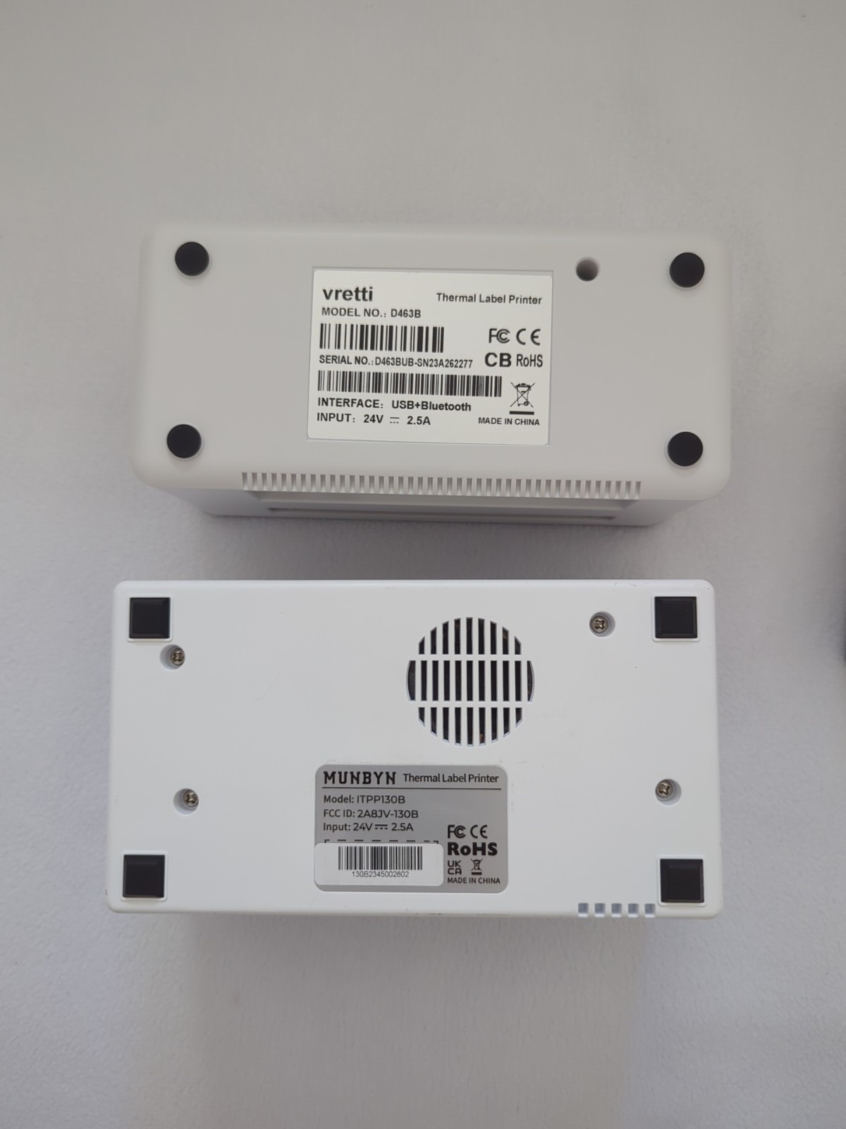 Lot of 2 Munbyn & Vretti thermal shipping label printer D463B & 130B Wireless