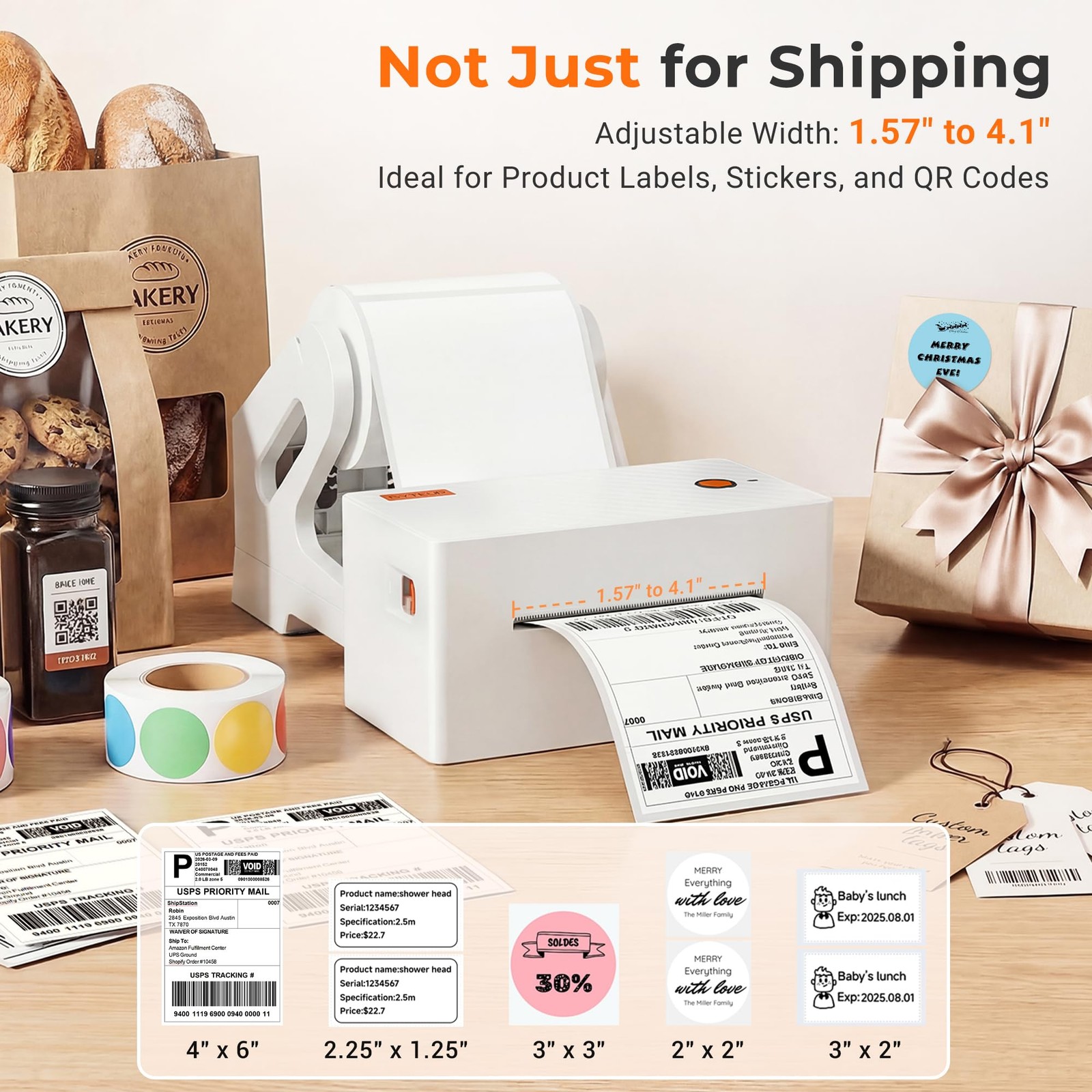 Bluetooth Thermal Shipping Label Printer 4×6 – 203 DPI Inkless for Small Busi…
