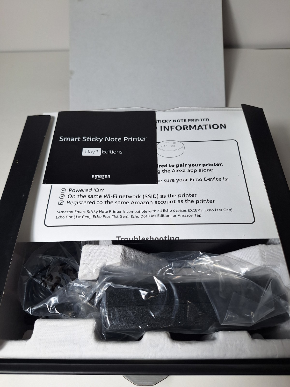 Smart Sticky Note Thermal Printer Amazon Day 1 Edition New Open Box Alexa Echo