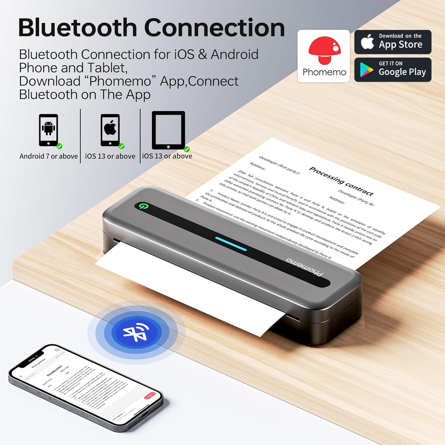 Phomemo M832 A4 Bluetooth Portable Thermal Printer For Android iOS Phone&Laptop