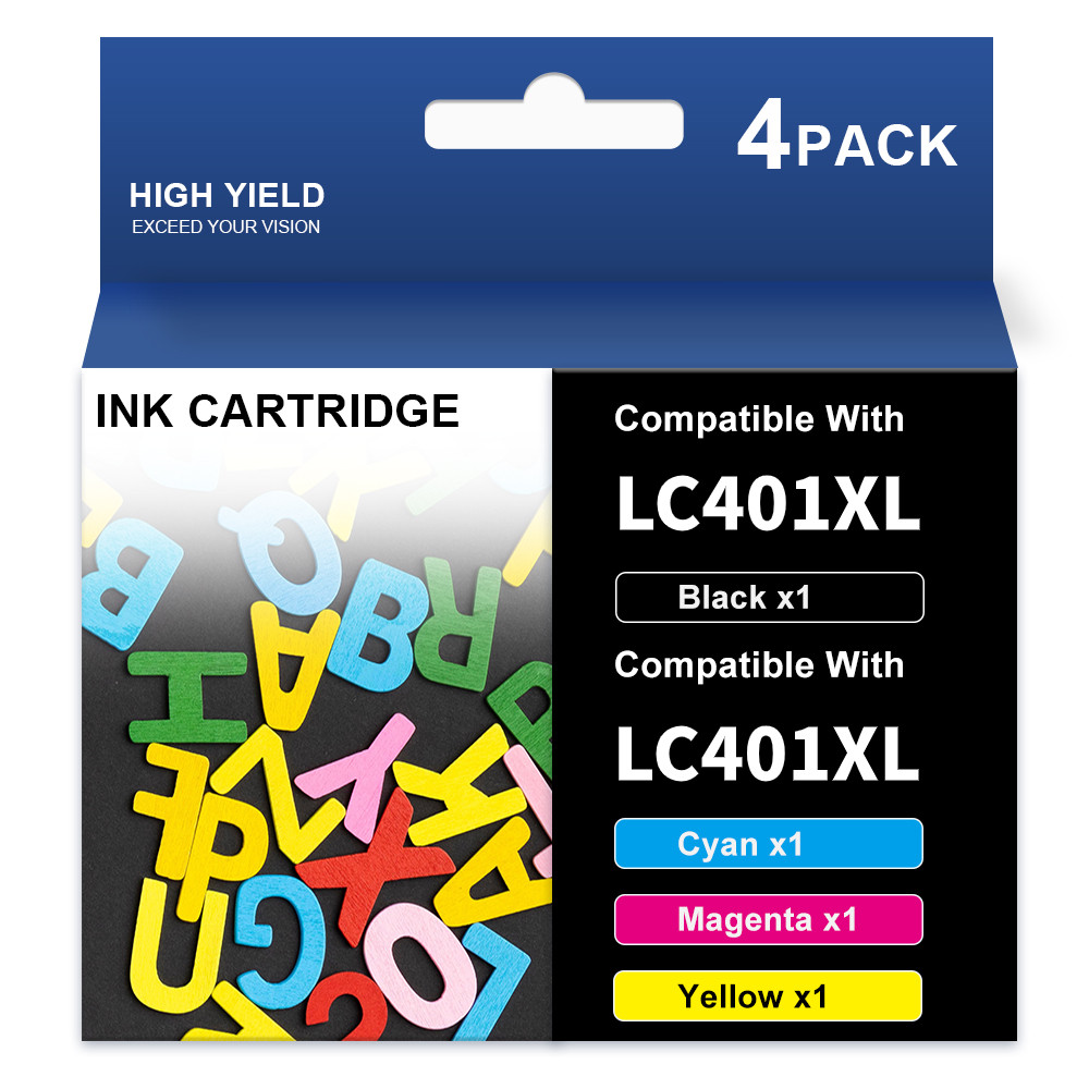 4PK LC401 Ink Cartridges Compatible For Brother MFC-J1010DW MFC-J1012DW Printer