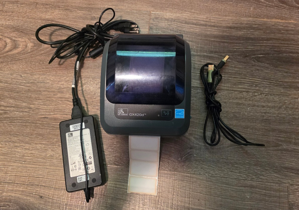 Zebra GX420d Thermal Label Printer USB/Serial/Ethernet w labels & Cables OEM