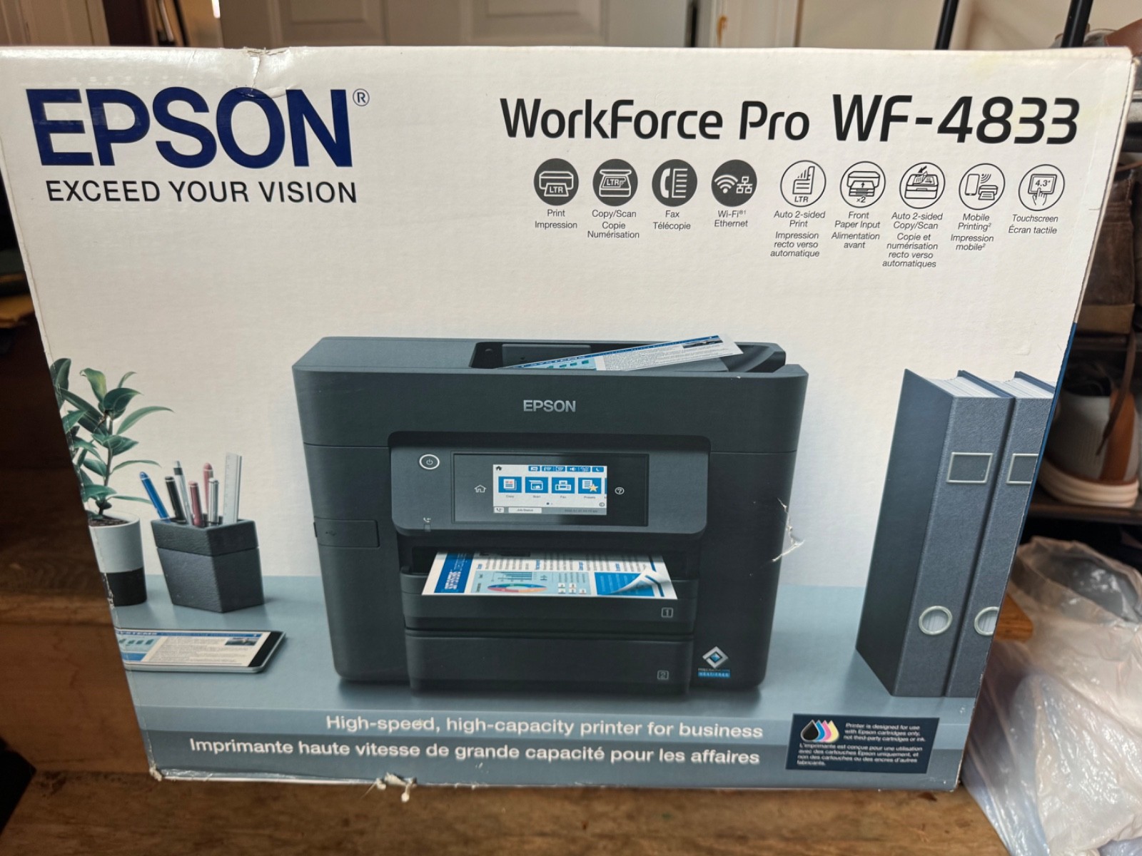Epson Workforce Pro WF-4833 Wireless All-in-One Color Inkjet Printer Brand New