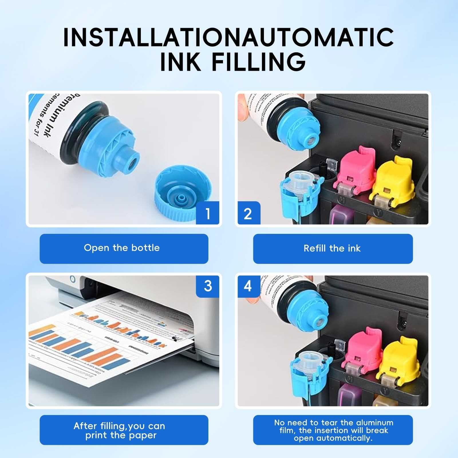 31 32XL Refill Ink Bottle Set Compatible for Smart Tank Printers – Black, Cyan,