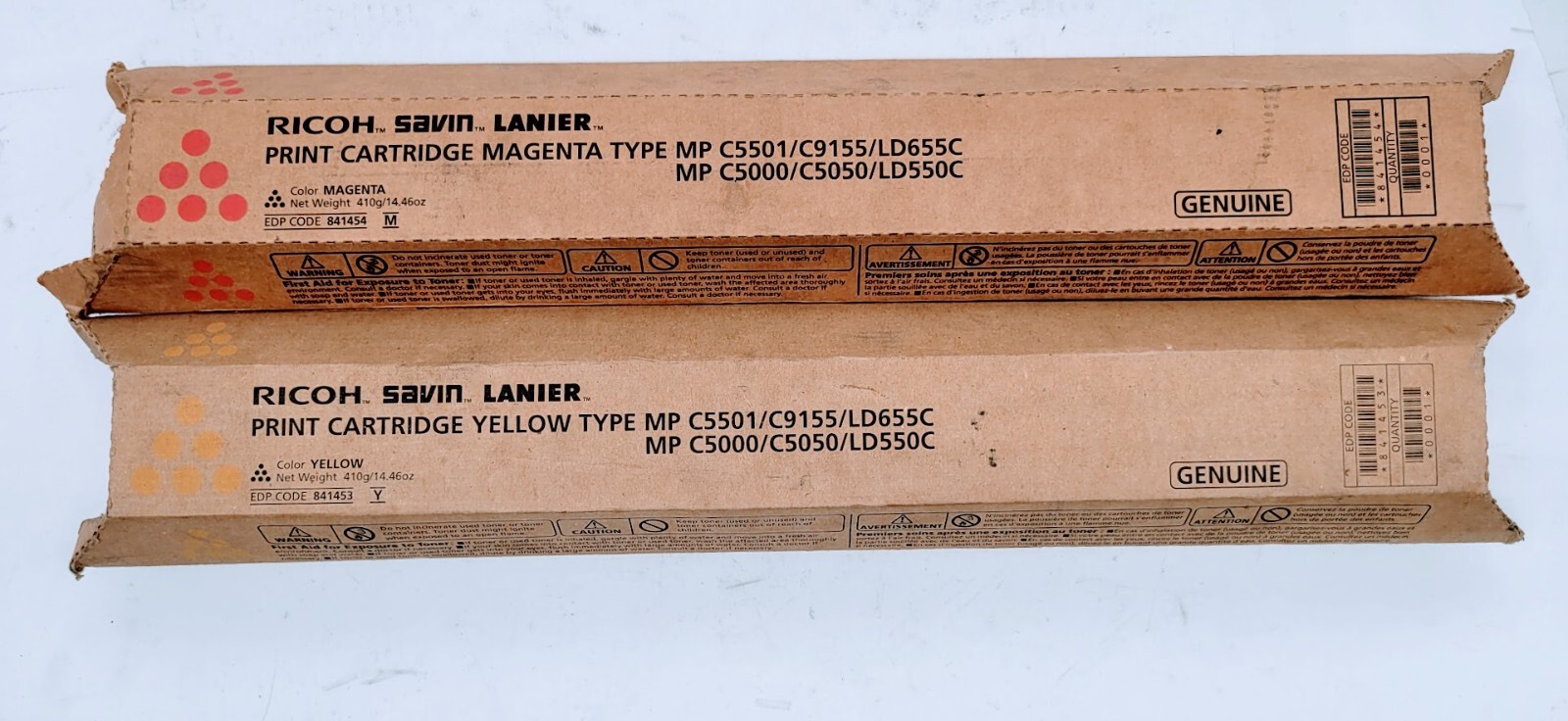 Lot of 2 Ricoh Savin Lanier MP C5501/C9155/LD655C Magenta Yellow