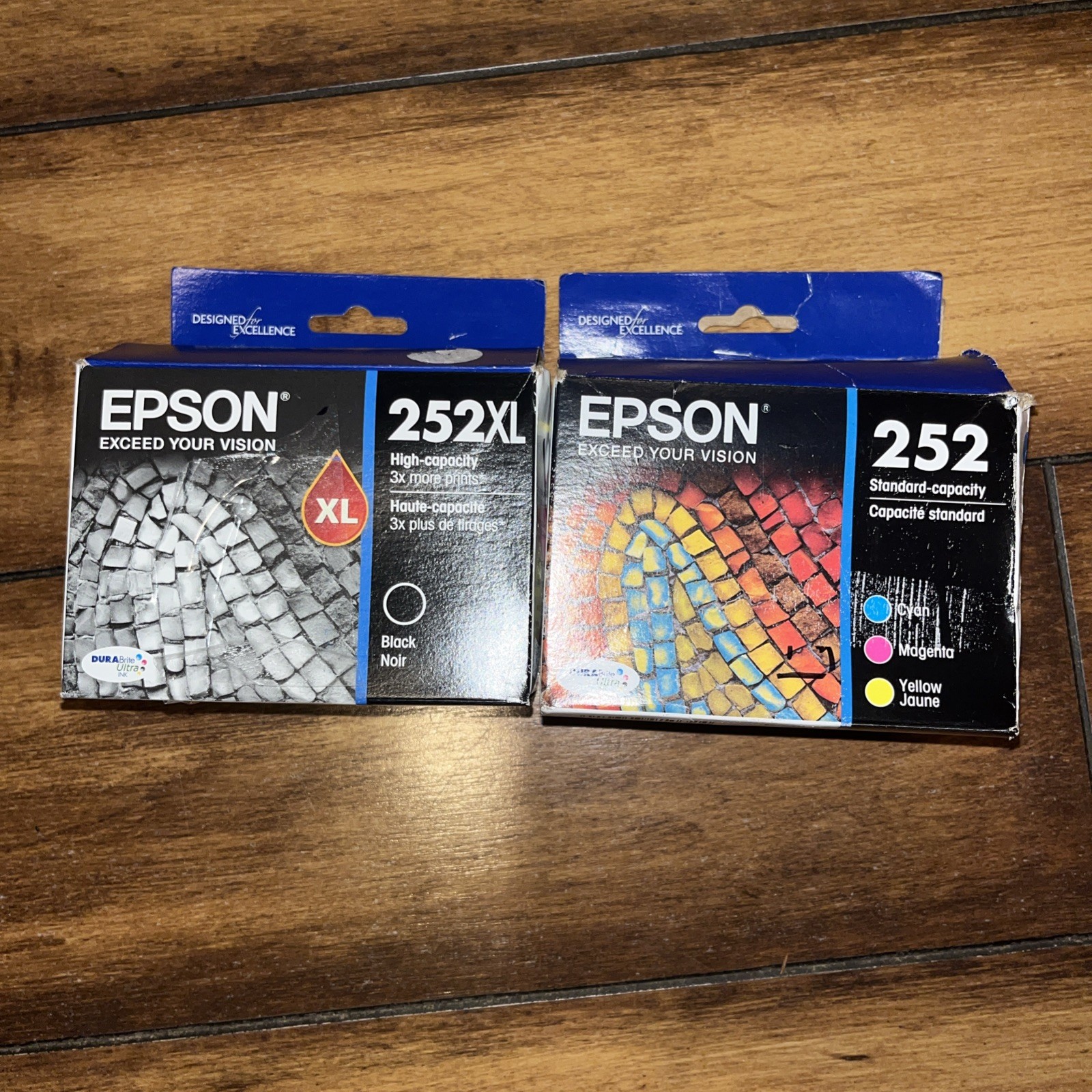 Epson 252XL/252 Black/Tri-Color Ink Cartridges EXPIRED Lot 2 New Boxes Plus