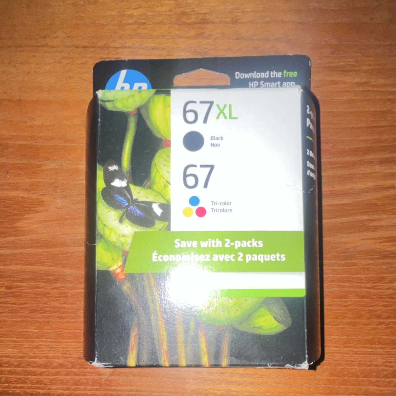 HP 67XL Black & 67 Tri-Color Genuine Ink Cartridge 2-Pack DeskJet 1250 2700