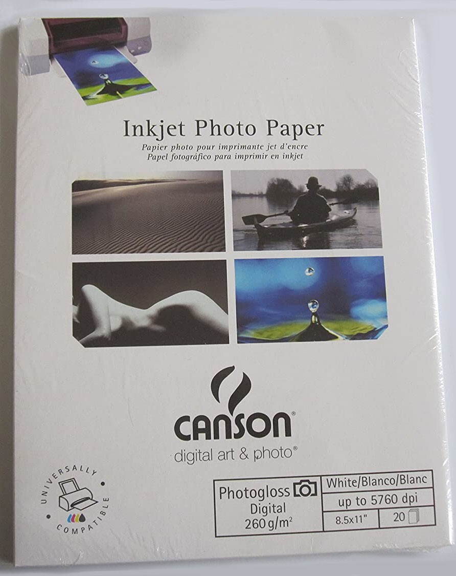 Canson Infinity Inkjet Photo Paper photogloss 260gsm, 20 sheets, 8.5×11″