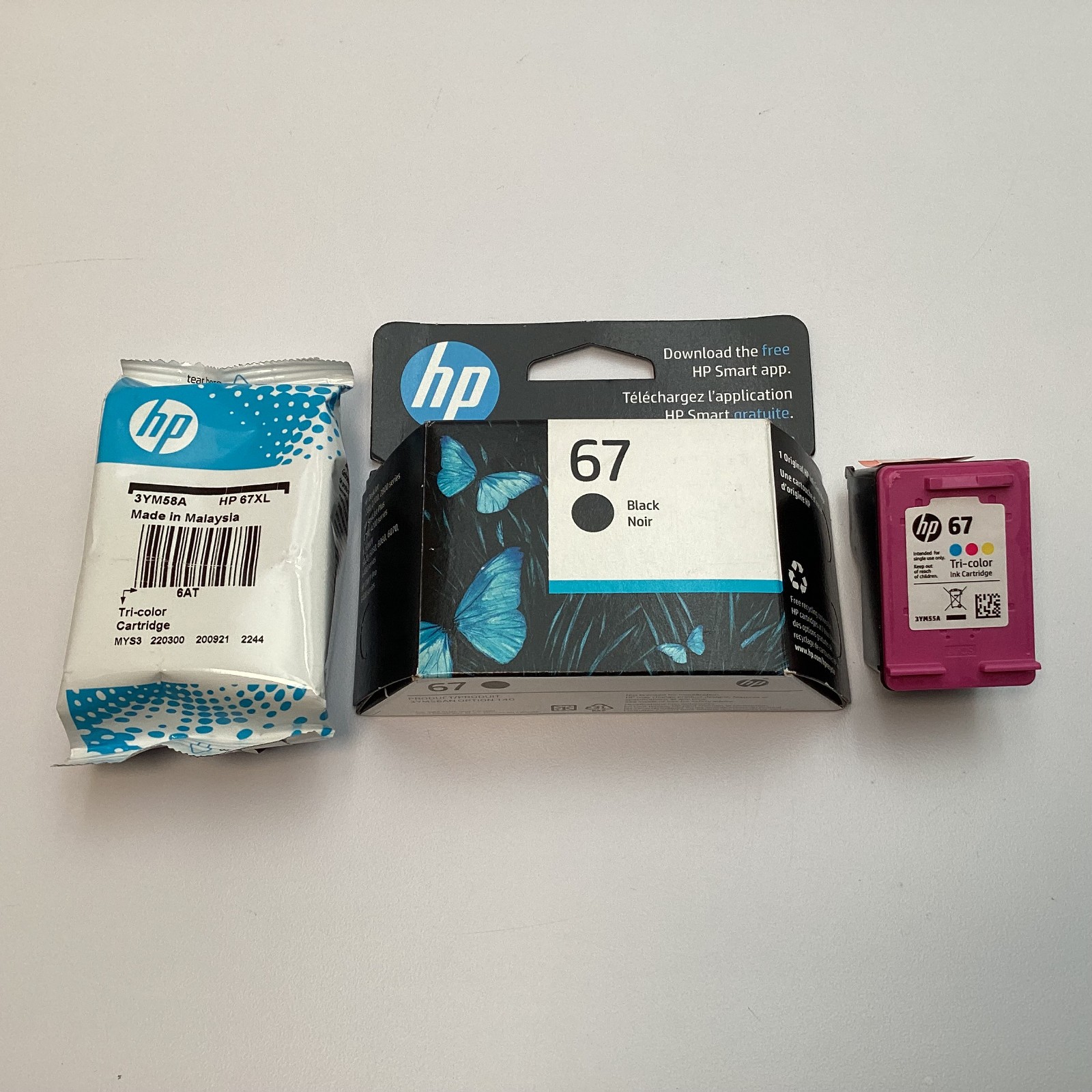 Lot of 3 Genuine HP 67 & 67XL Ink Cartridges Black & Tri-Color OEM 2022 – 2026