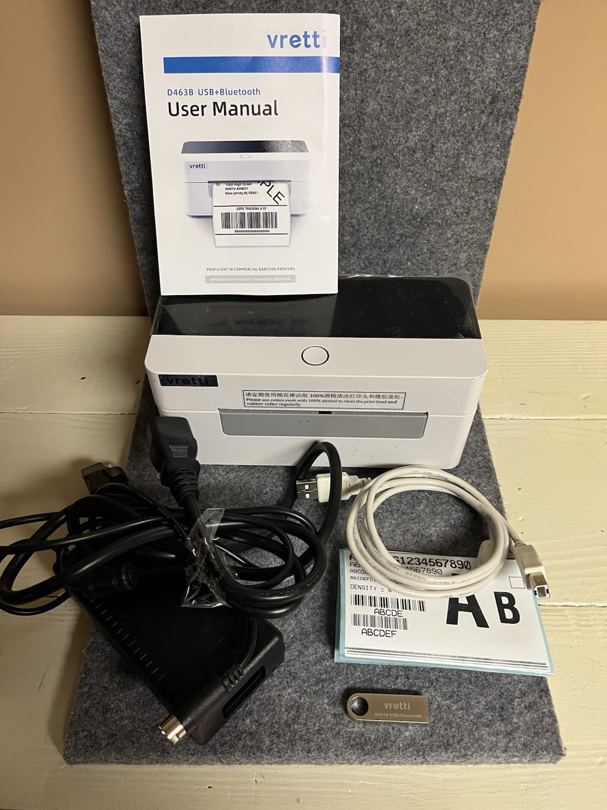 VRETTI Bluetooth Thermal Shipping Label Printer D463B USB White/-FOR PARTS ONLY
