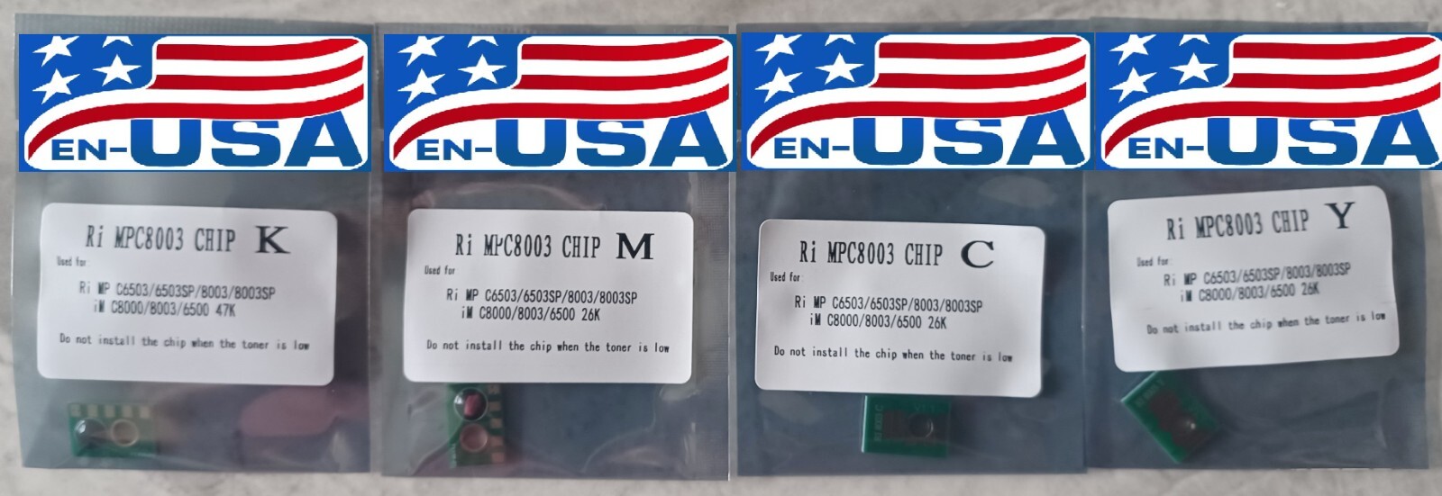 4 chip reset toner cartridge Ricoh MP C6502 C8002 C6503 C8003 C5100 C5200 refill