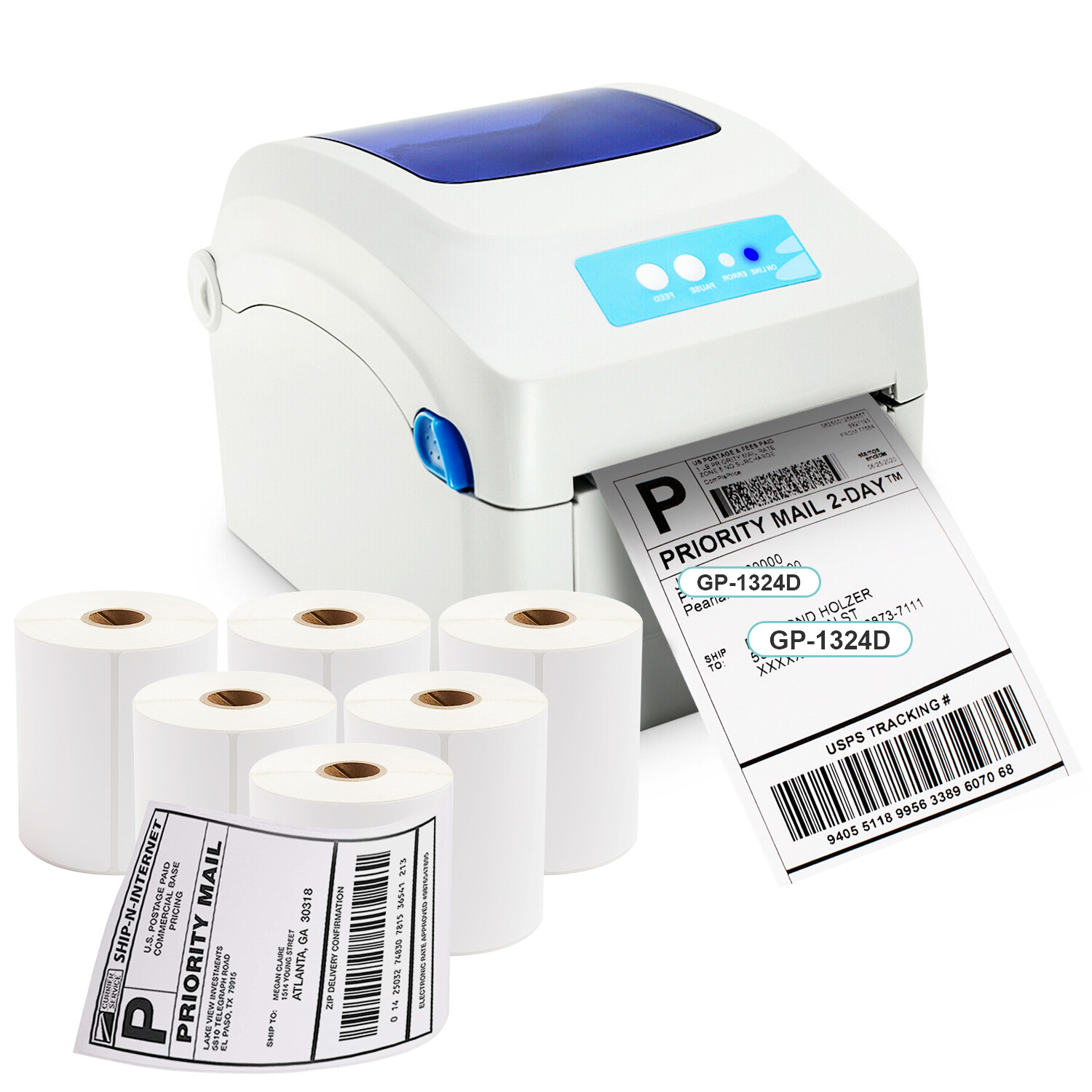 Shipping Label Printer Direct Thermal Barcode USB printer With 6 Rolls labels