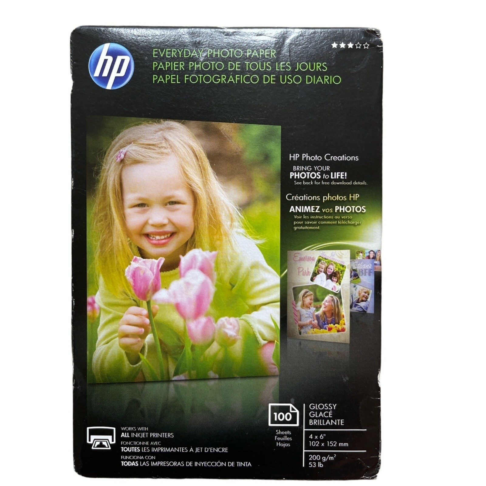 NIB HP cr759a Everyday Photo Paper Glossy 4×6, 100 Sheets