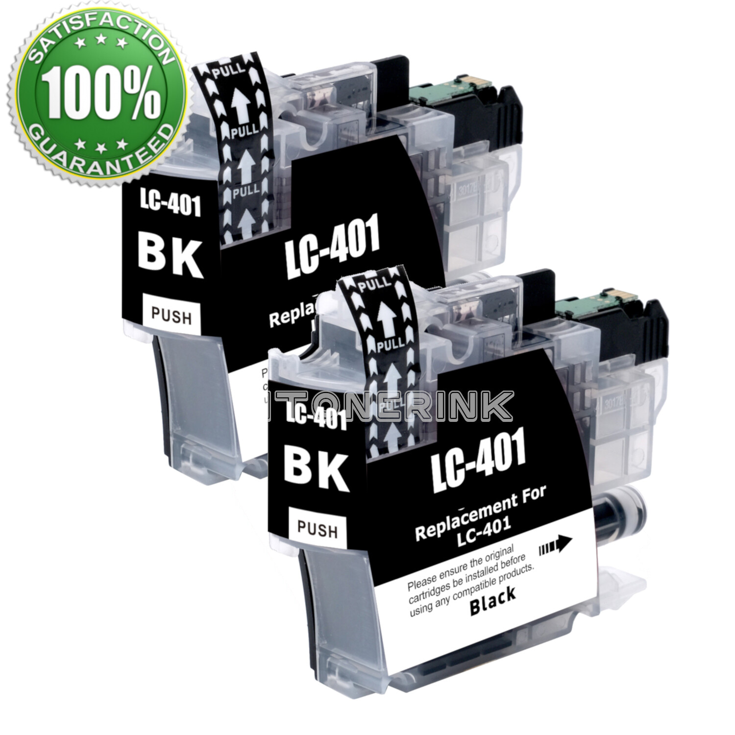 2 Pack LC401 BK Ink Cartridges for Brother MFC-J1010DW MFC-J1012DW MFC-J1170DW