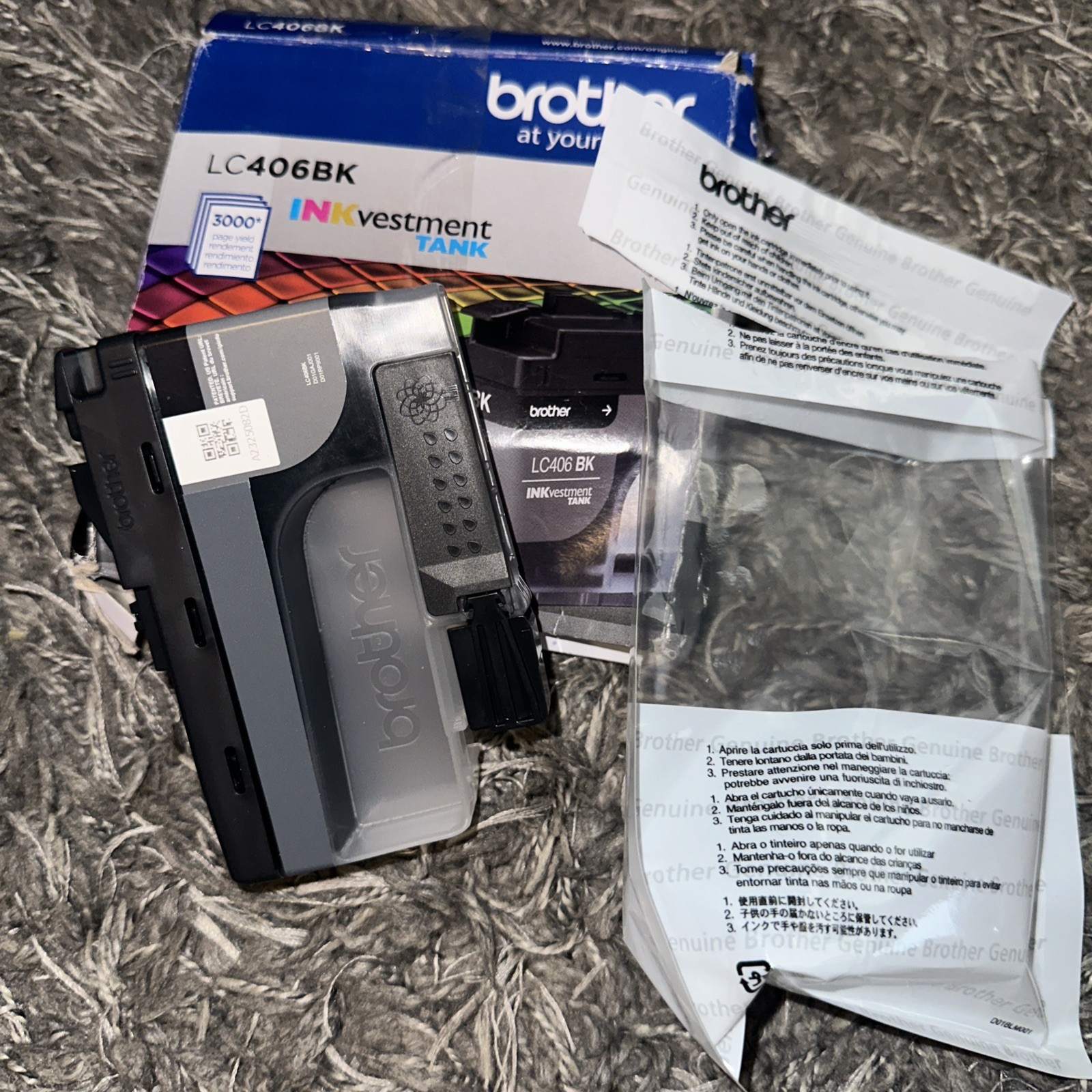 Genuine Brother LC406 Black Ink Cartridge Open Box, Exp. 01/2028 New