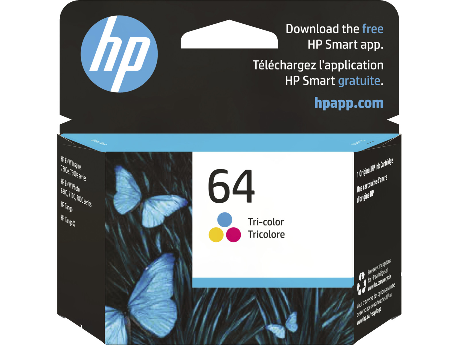 HP 64 Tri-color Original Ink Cartridge, ~165 pages, N9J89AN#140