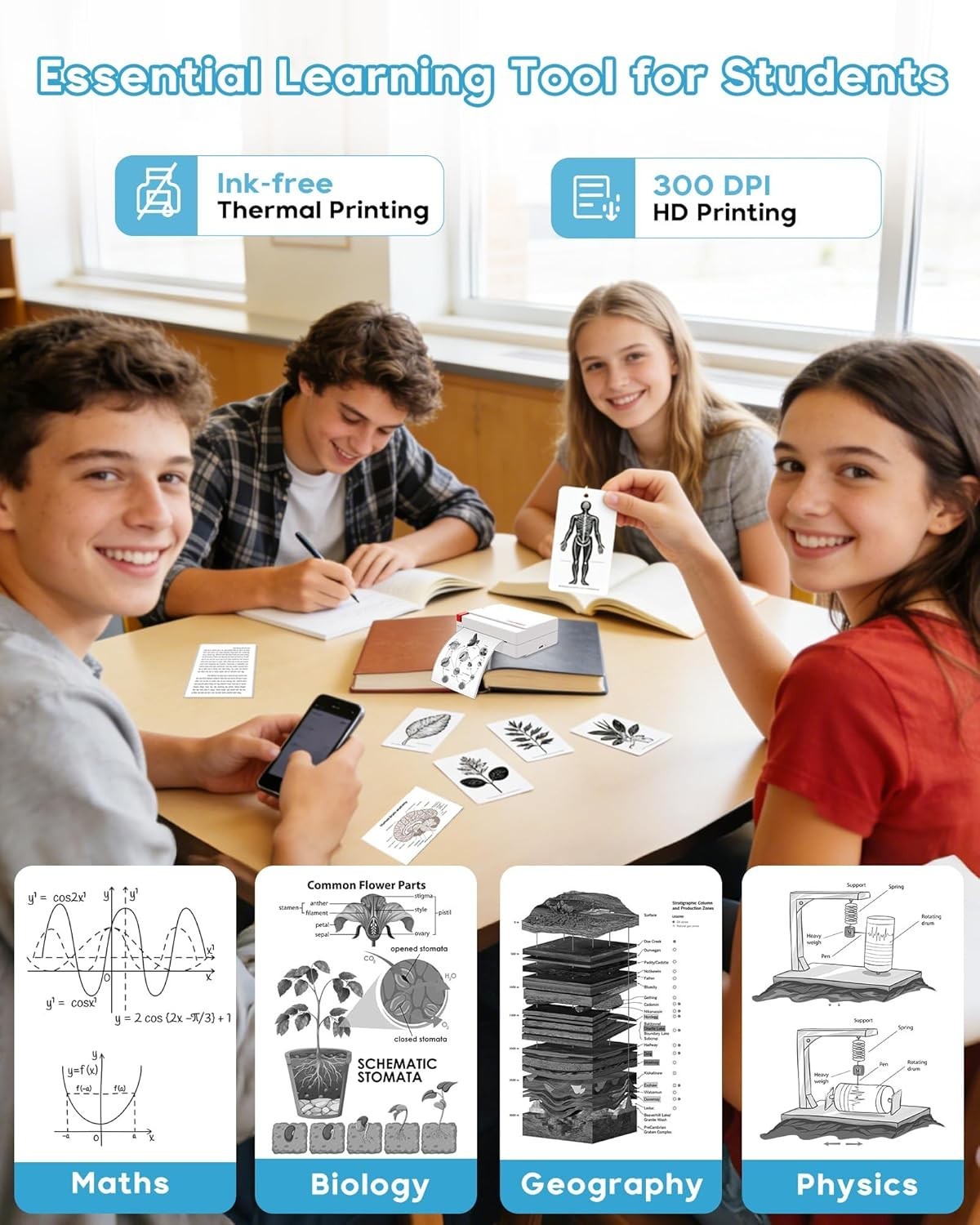 Versatile 2-3 Inch Bluetooth Sticker Printer – DIY Crafts and Photos Made Easy!