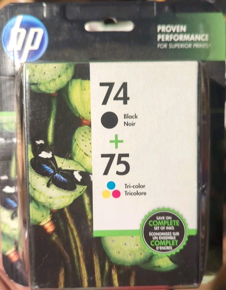 HP 74 Black & 75 Tri-Color Ink Cartridges Combo Genuine CC659FN WARRANTY 2019
