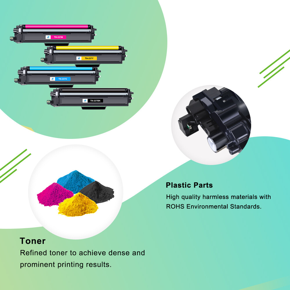 2 Pack Toner Compatible With Brother TN227 223 HL-L3210CW L3230CDW HL-L3230CDN