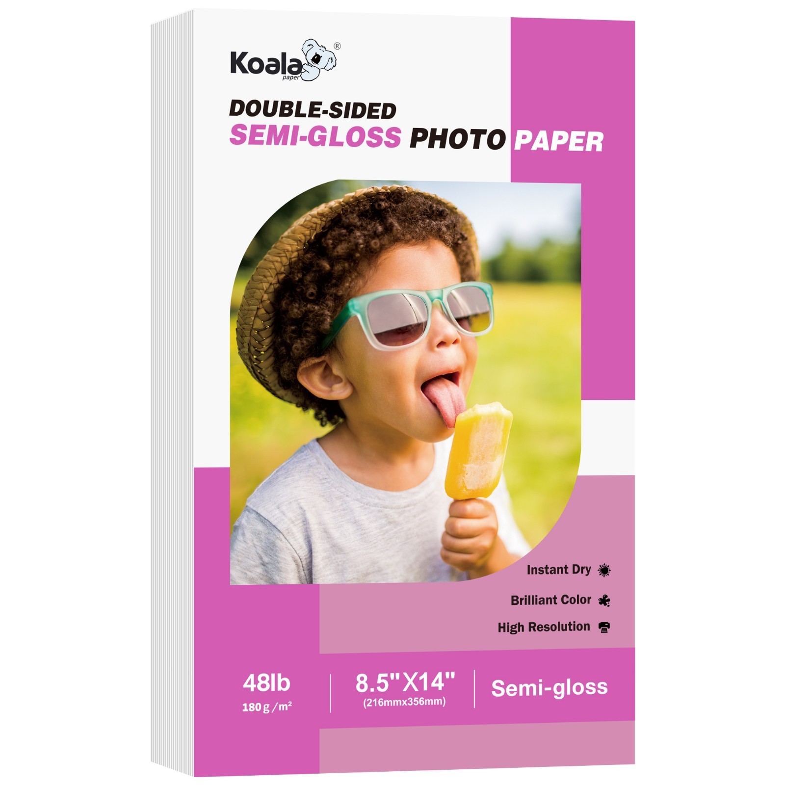 Lot Koala Double-sided Photo Paper 48lb Semi Glossy 8.5×14 Inkjet Laser Printer