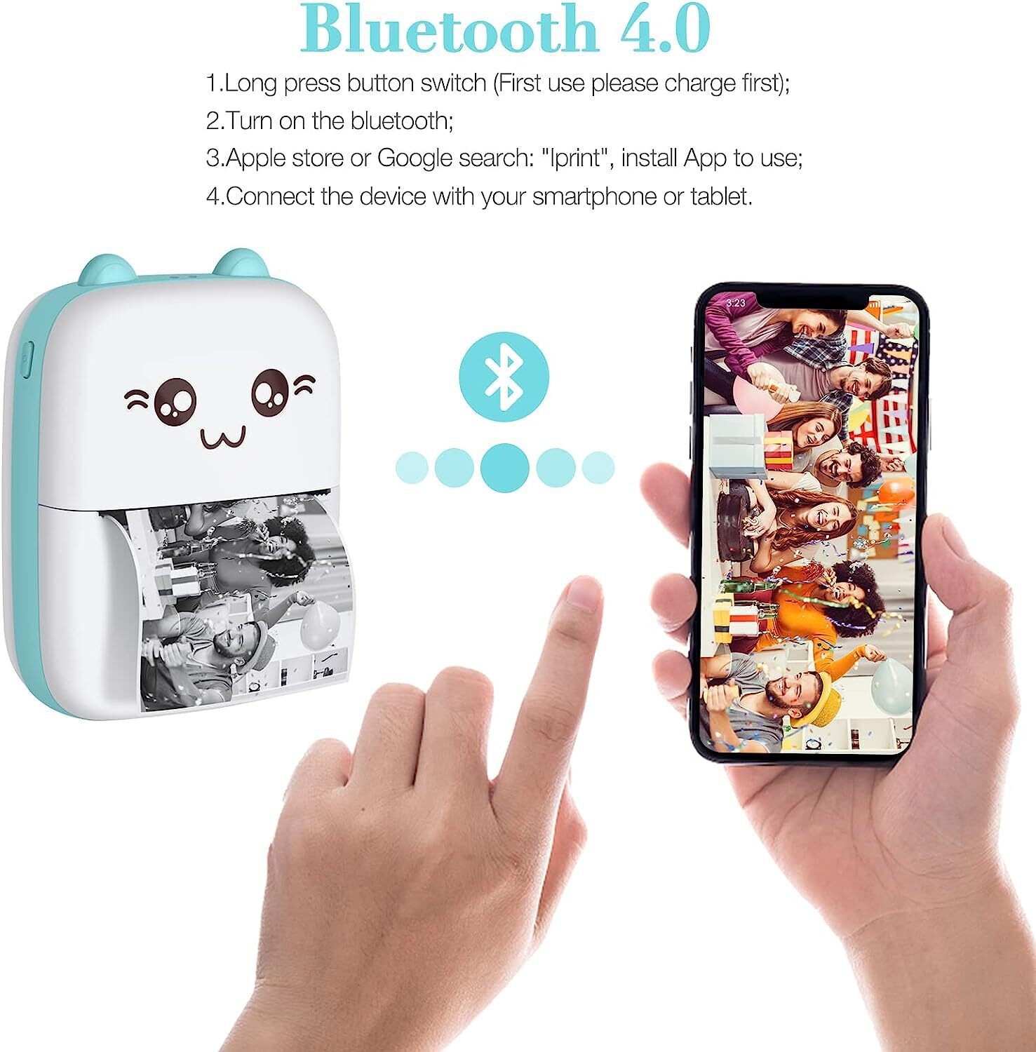 Inkless Bluetooth Thermal Printer Portable 57mm – QR Code Label Maker, USB-C
