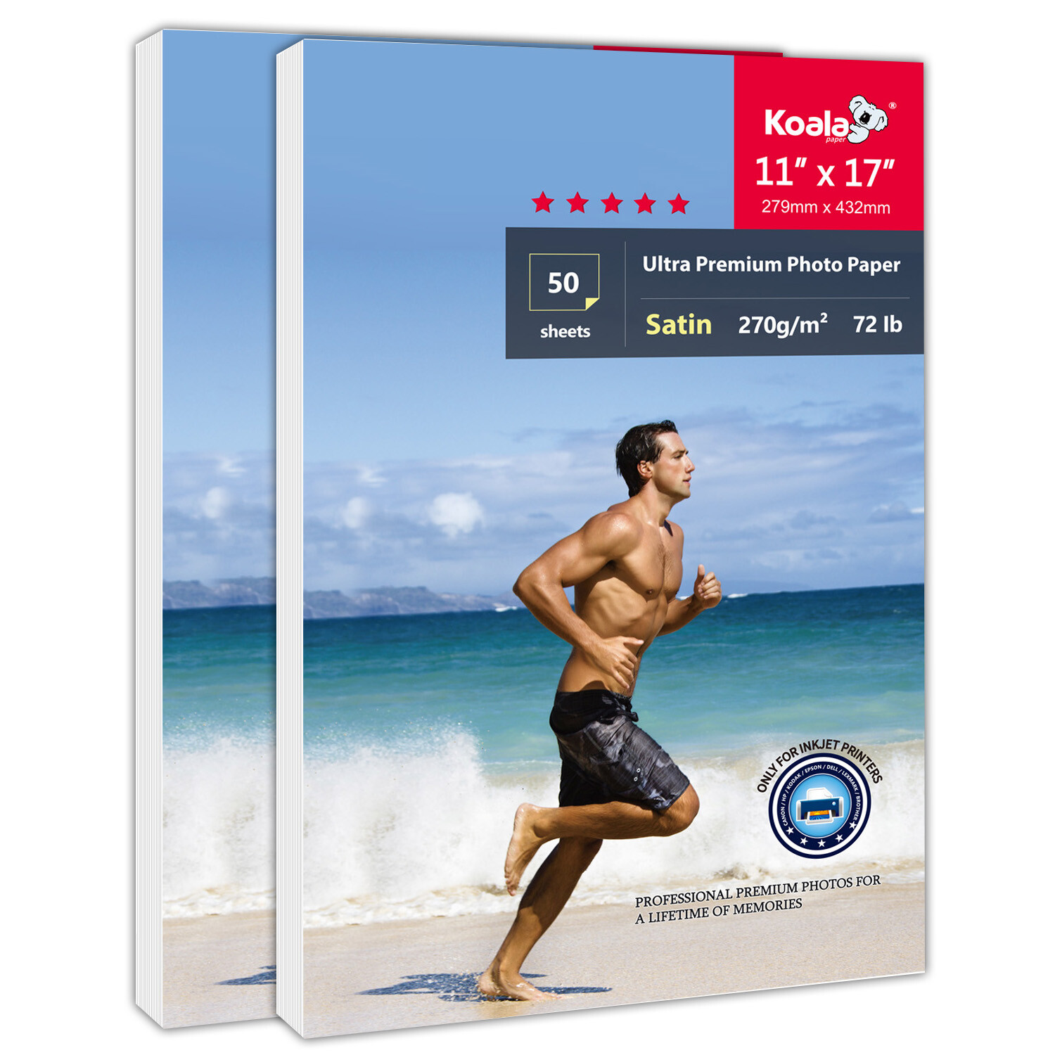 Koala Ultra Premium Photo Paper Satin 11×17 100 Sheet Semi-gloss Inkjet Printer