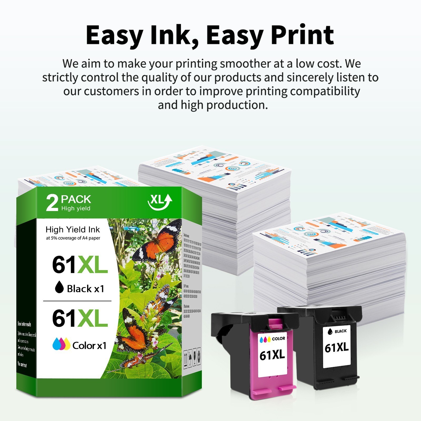61 XL 61XL Ink Printer Cartridge For HP ENVY 4500 4501 4502 4504 5530 5531 5535