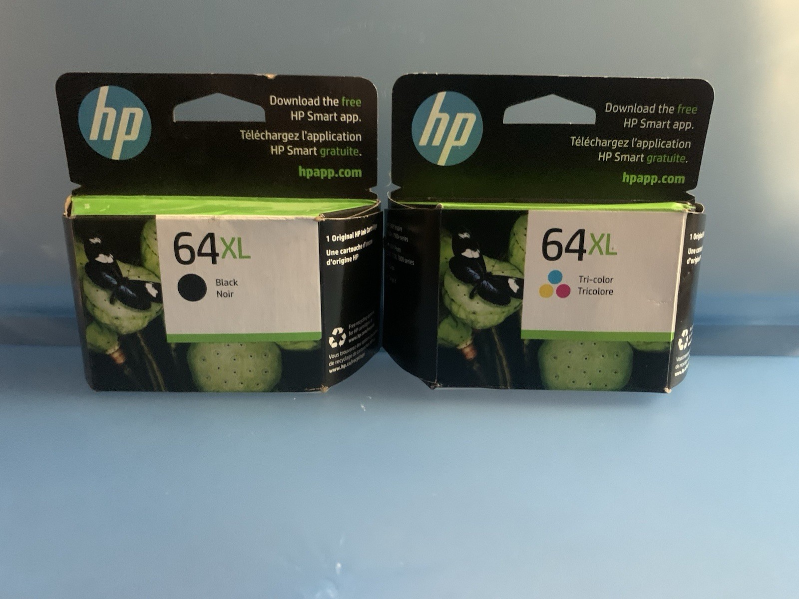 2 Pack Genuine HP 64XL Tri-Color and Black Combo Ink Cartridges Dated 2023-2025