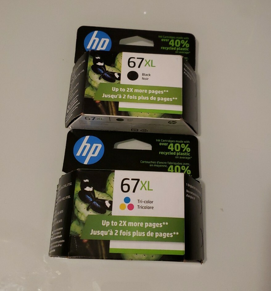 Genuine HP 67XL Black & Tri Color Ink Cartridges 3YP31BN Dated 2025 A
