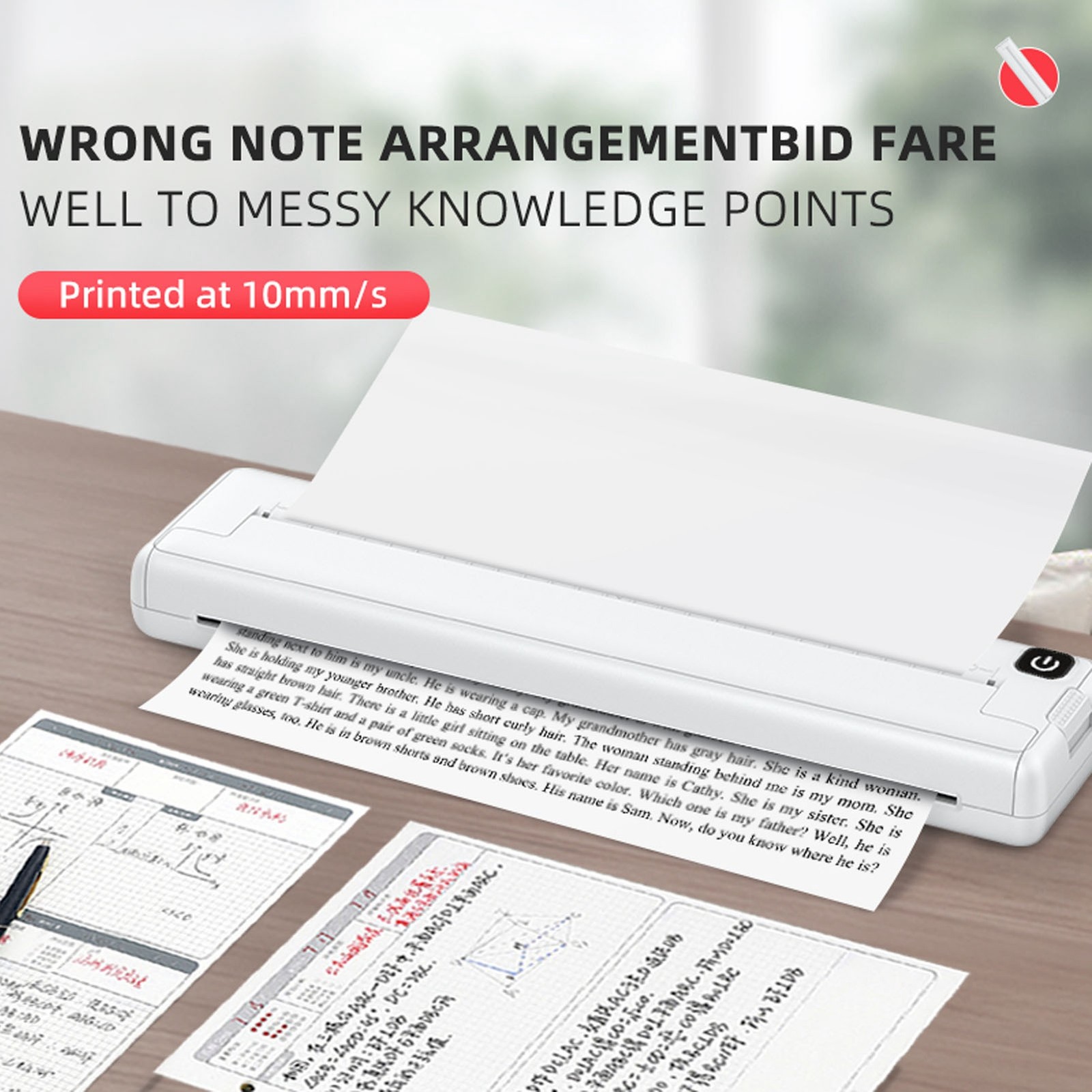 A4 Thermal Printer 200dpi Mini Portable Bluetooth Rechargeable Inkless Thermal