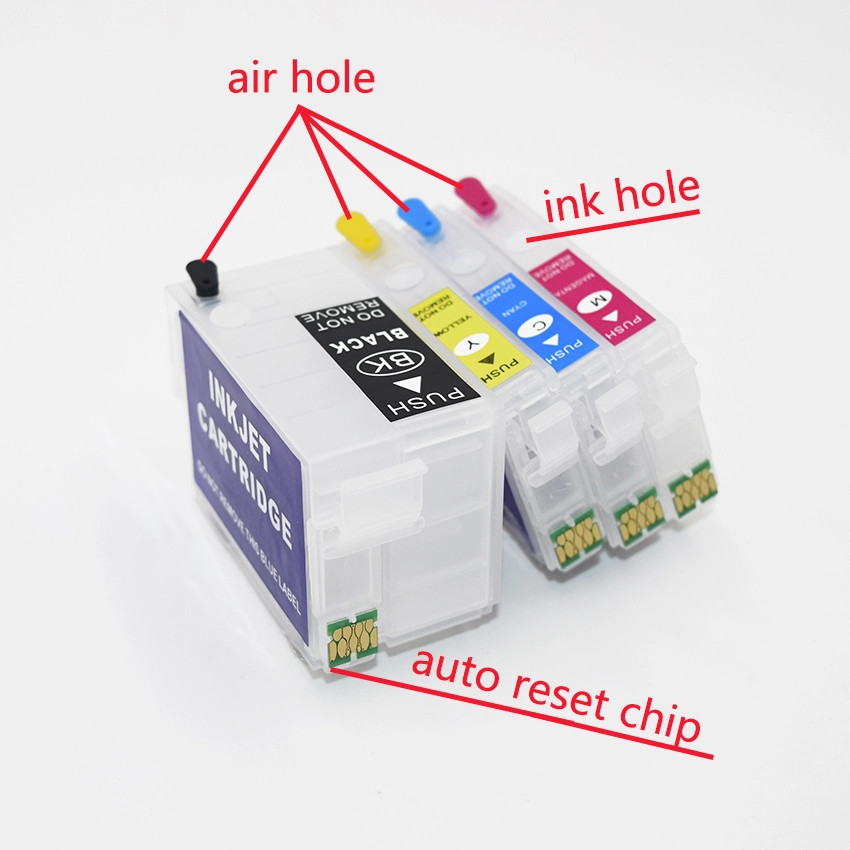 Empty Ink Cartridges For WORKFORCE #252XL WF-7210 WF-7710 WF-7720 4 Syringes