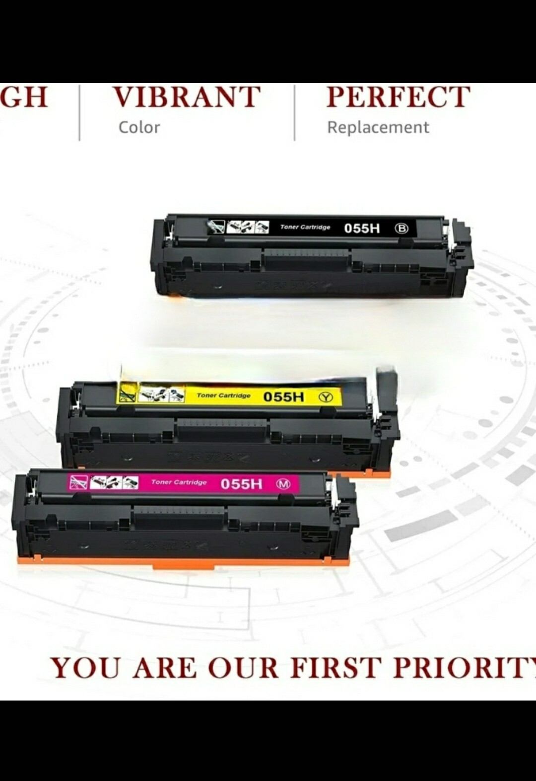 Toner Compatible for Canon 055 055H MF741Cdw MF743Cdw MF745Cdw SET X 3 B, M , Y