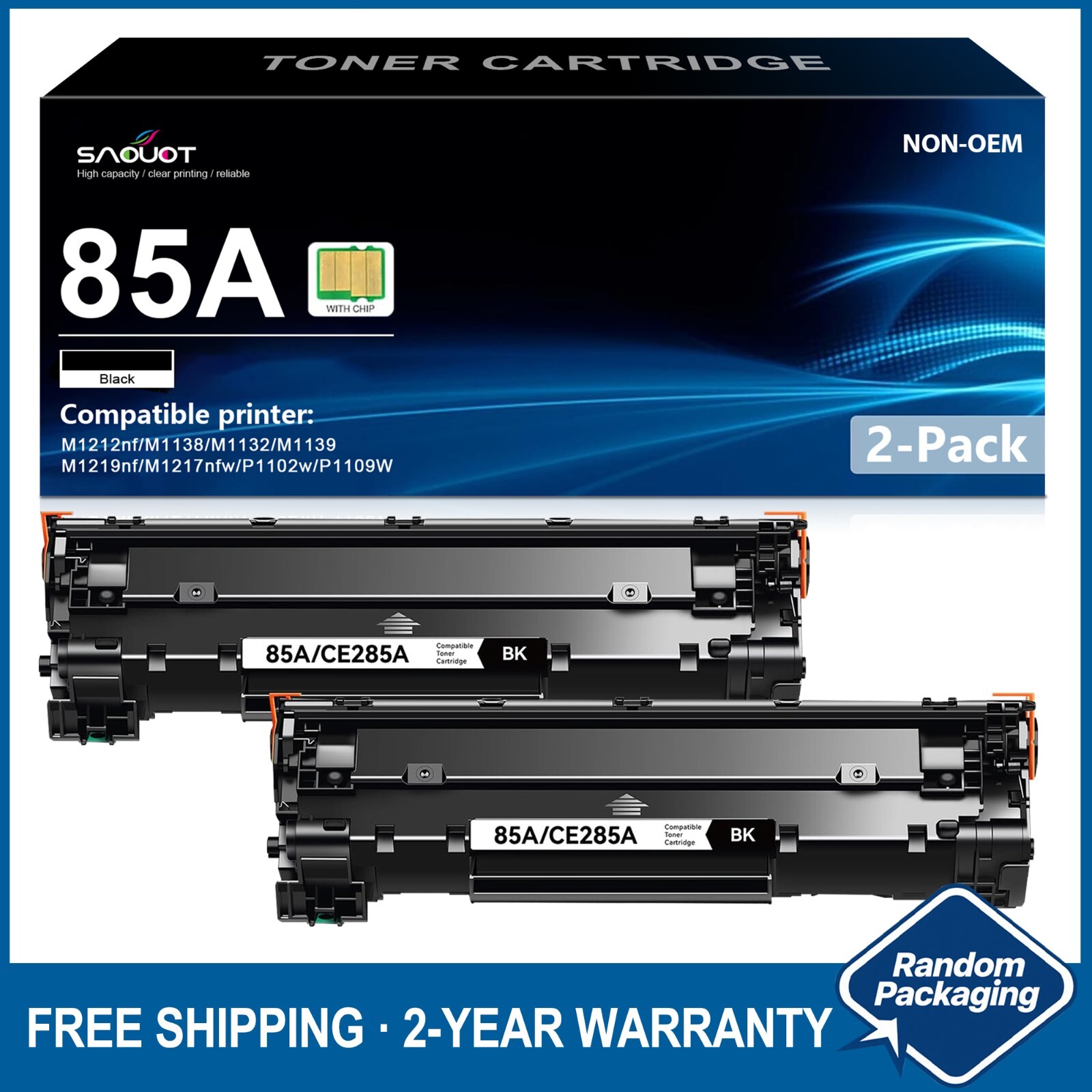 2PK CE285A For HP 85A Toner Cartridge LaserJet P1102w 1102w P1102 M1212nf P1006