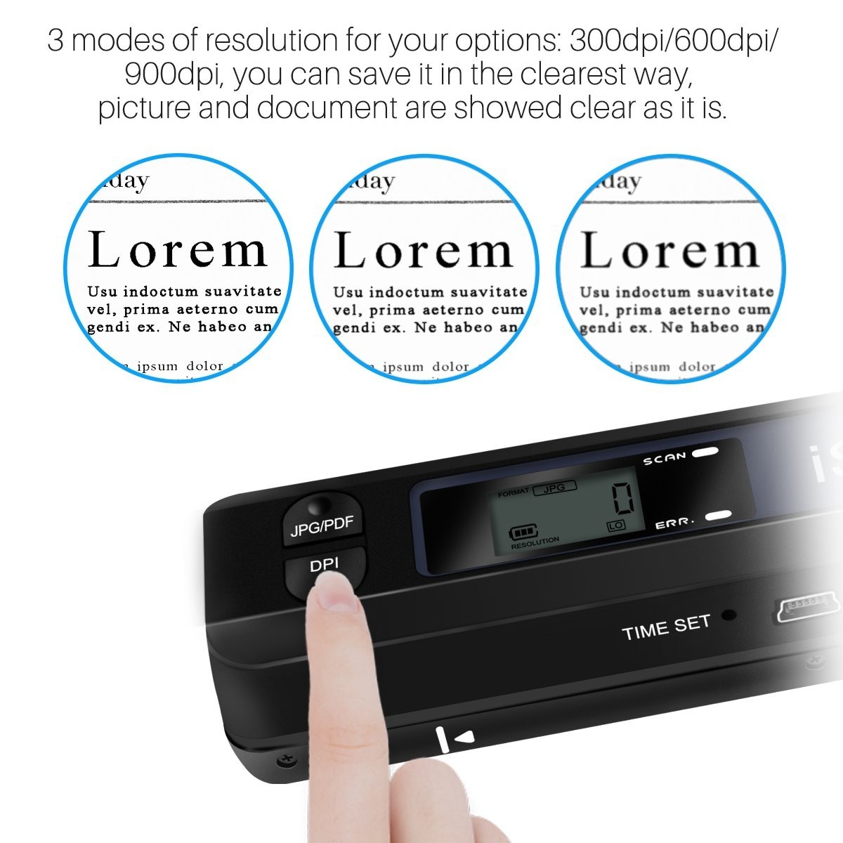 Portable Handheld Document Scanner 900DPI, A4 Photo Wand, JPG/PDF, USB 2.0, 16GB