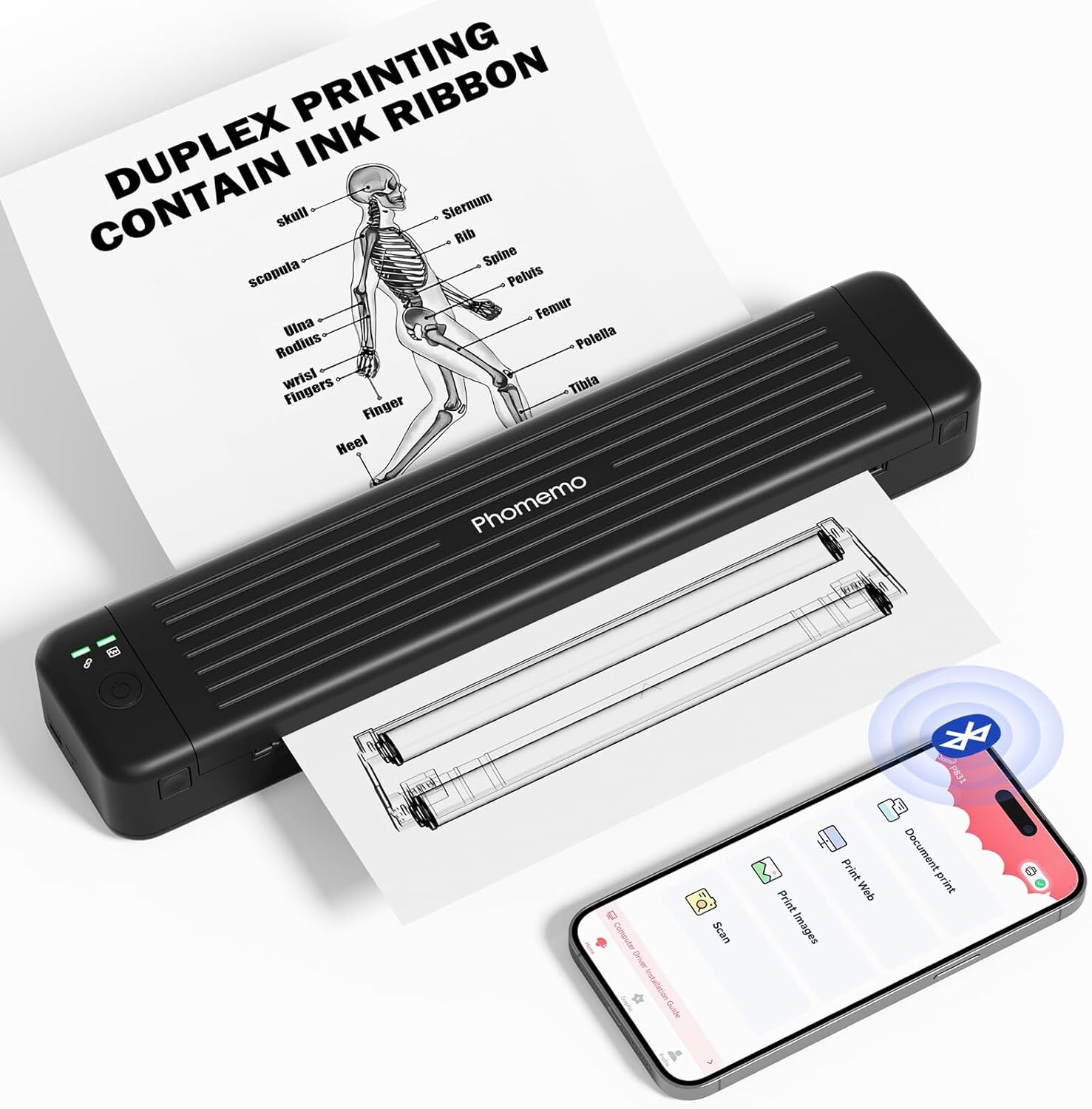 Phomemo A4 Portable Wireless Thermal Printer Support 8.5″ X 11″ US Letter A4