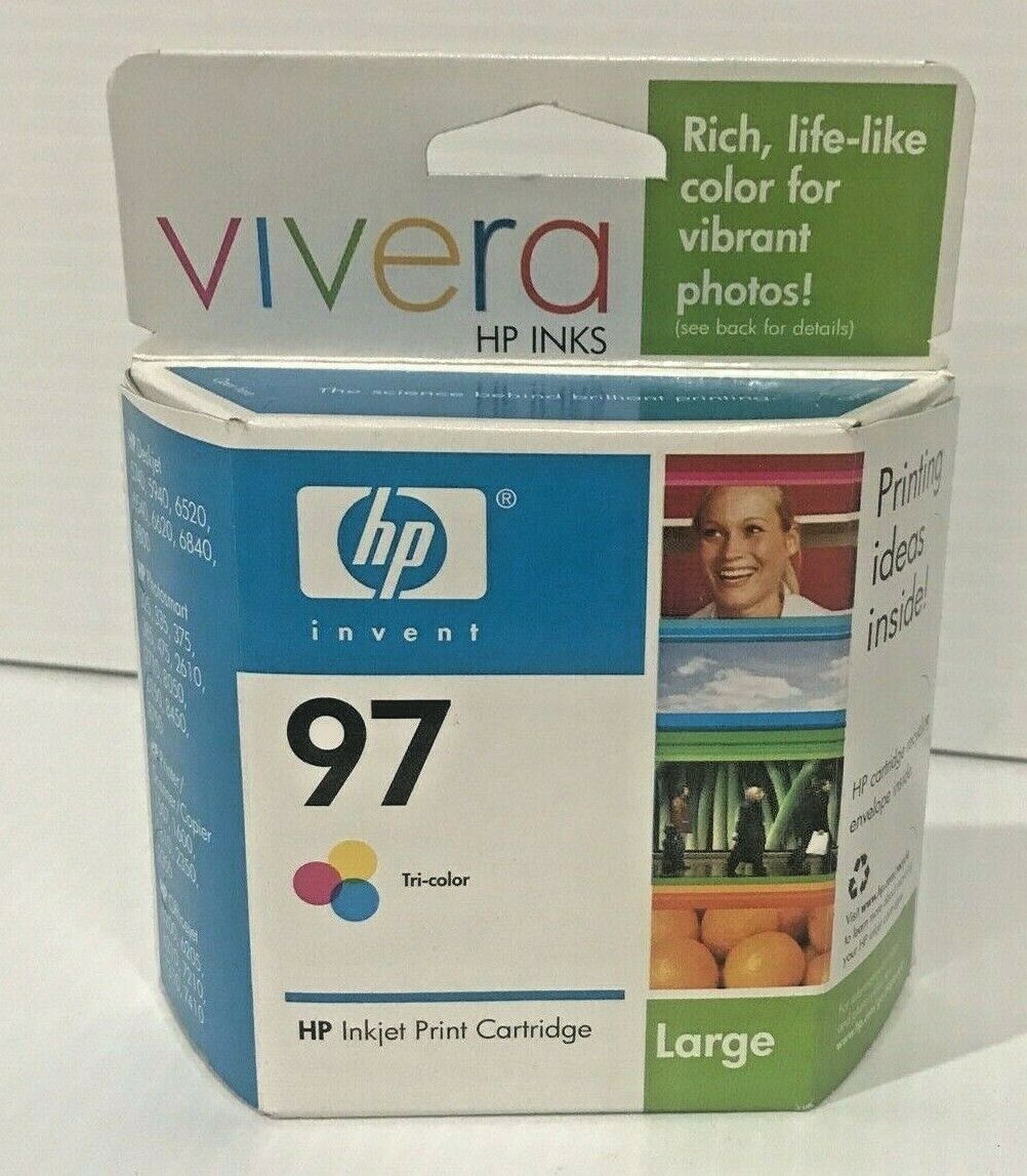 Genuine HP Vivera Inkjet 97 TriColor Ink Cartridge Deskjet Officejet EXP 02/2007