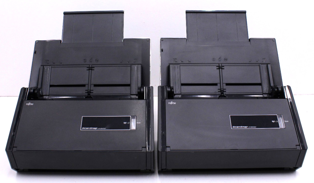 Lot of 2 Fujitsu ScanSnap ix500 Scan Count 30k-50K – No Power Adapters – Tested
