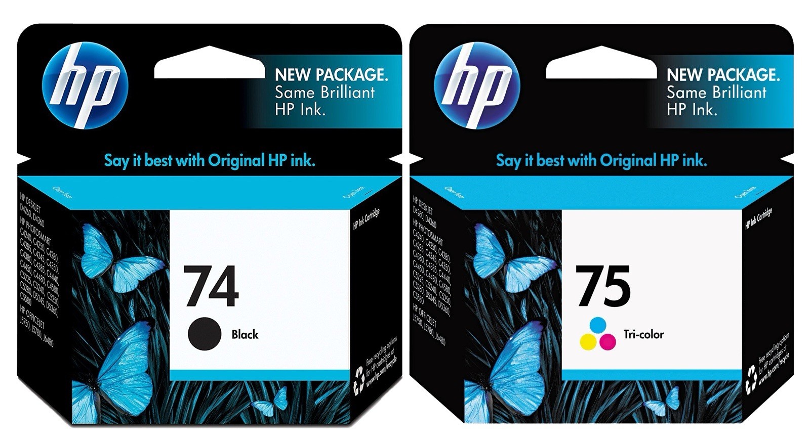 (Lot X 2) HP 74XL(BLK/WHT) & HP 75XL(TRI-COLOR-NEW! READ!