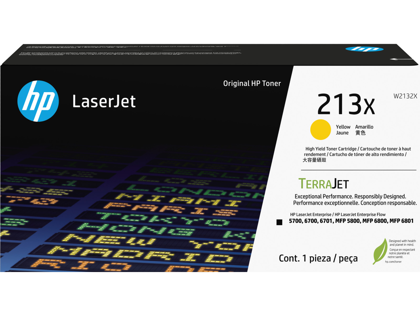 HP 213X High Yield Yellow Original LaserJet Toner Cartridge, ~6,000 pages,