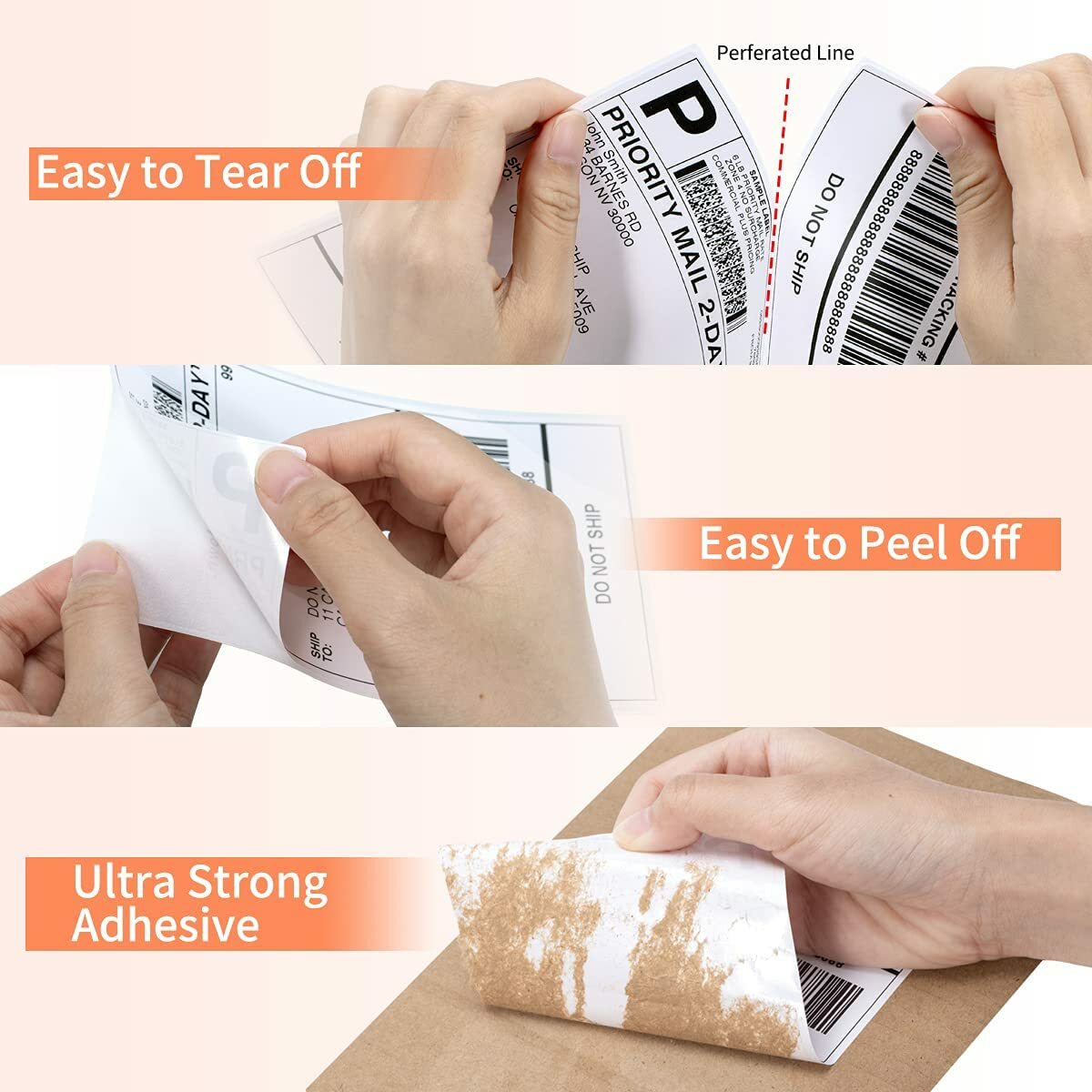 Phomemo 4×6 Thermal Shipping Labels Pack of 500 for Printer Fan-fold Paper