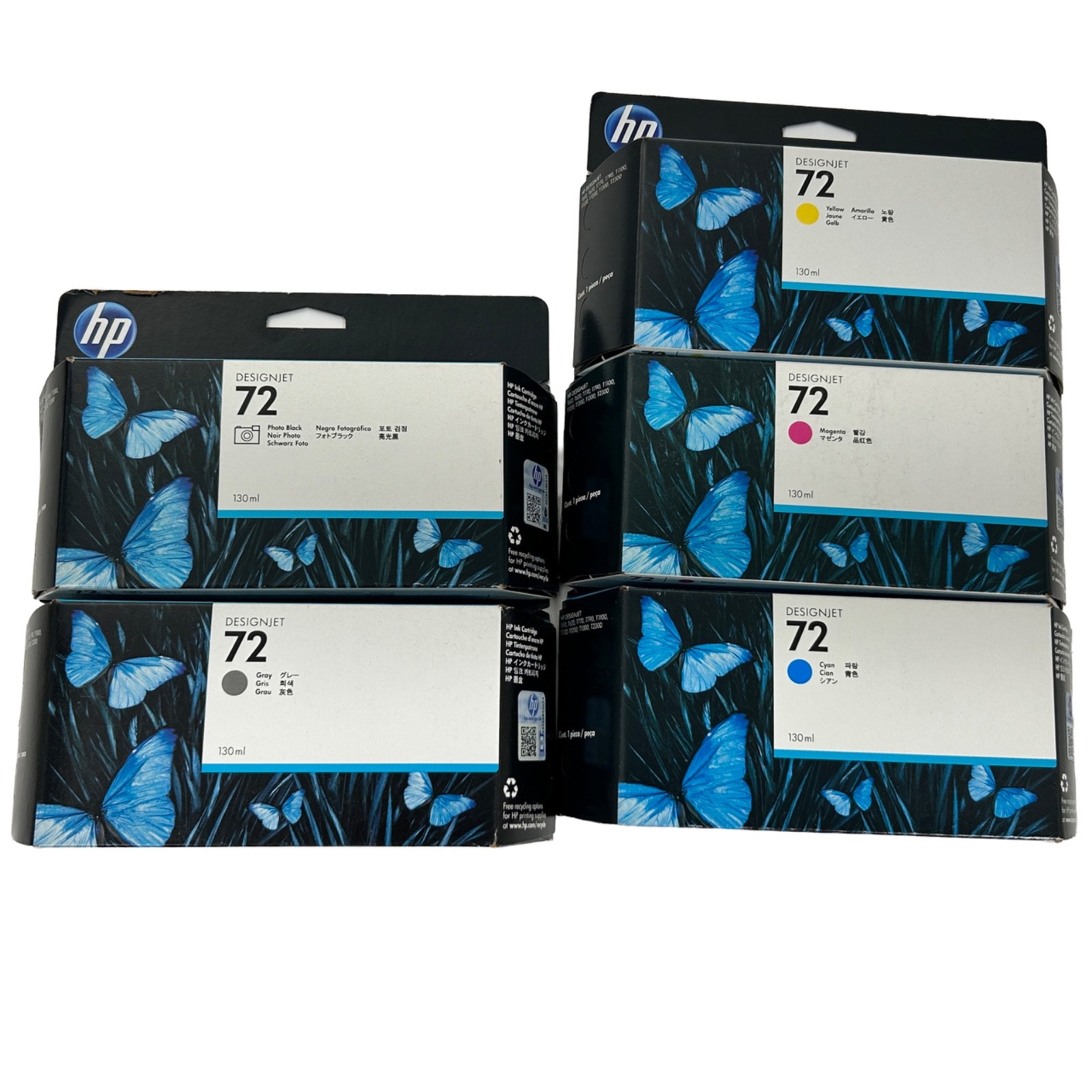 5 NEW HP Designjet 72 Inks Full Set 9370A 9403A 9371A 9372A 9374A OEM Sealed