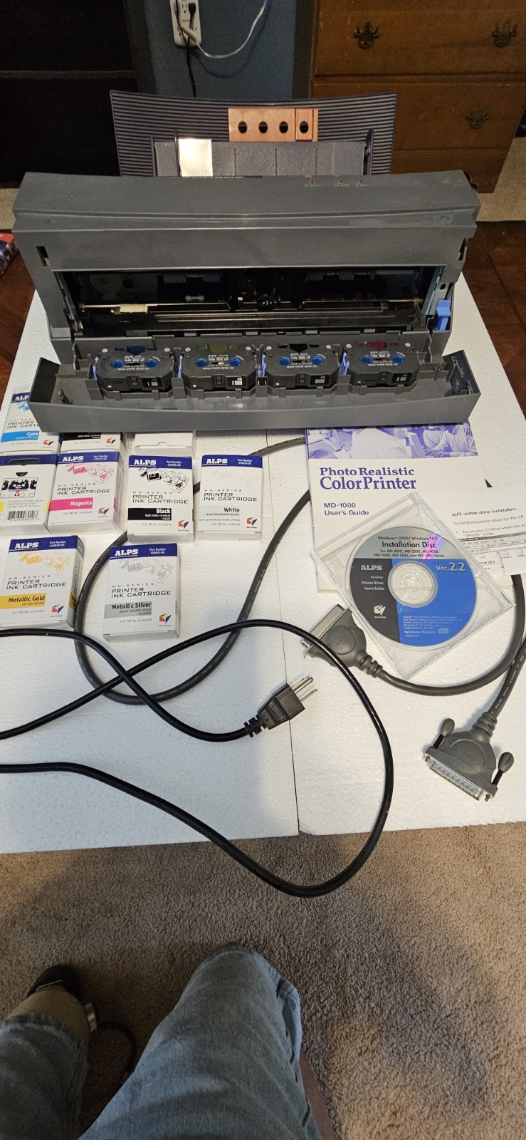 Complete Alps MD-1000 printer, Ink, User Manual, Installation CD, cables