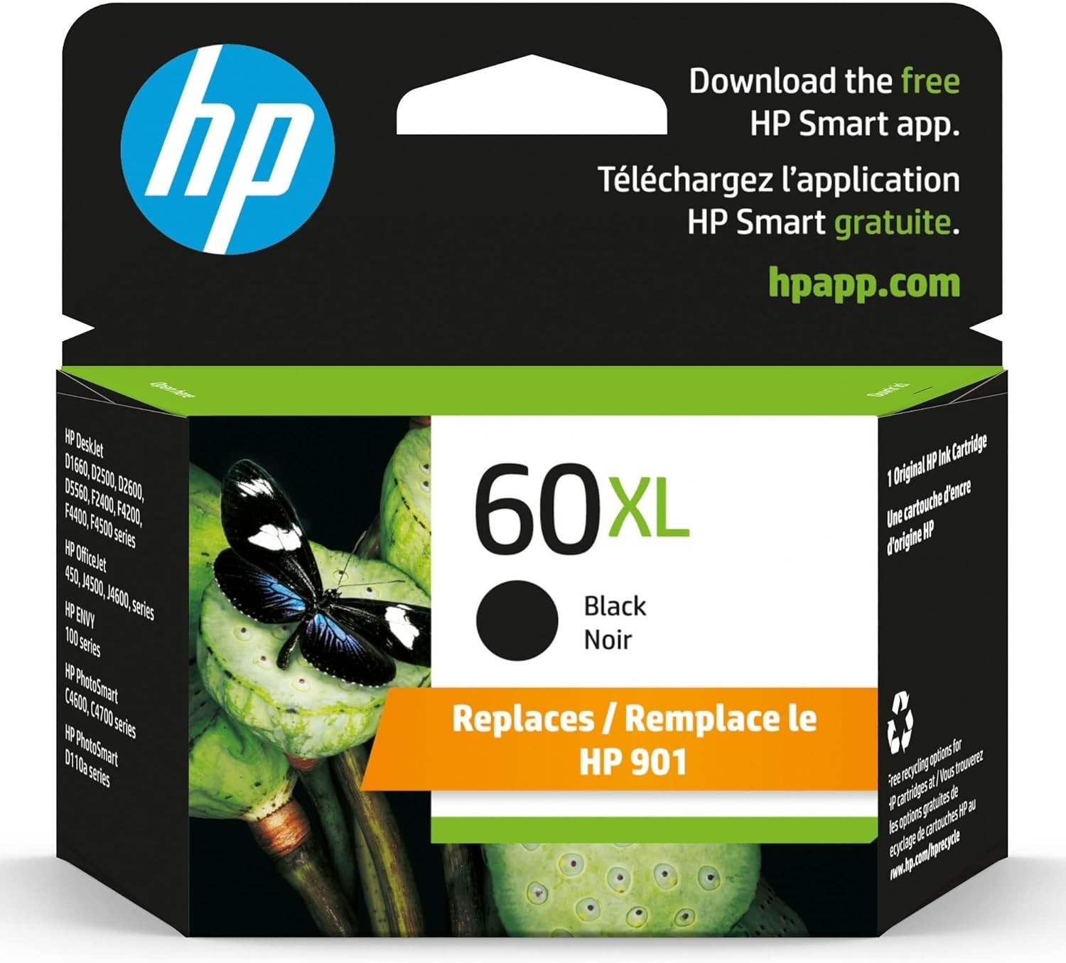 HP 60XL High-Yield Ink Cartridge – Black (Choose EXP Date) NEW SEALED !!!